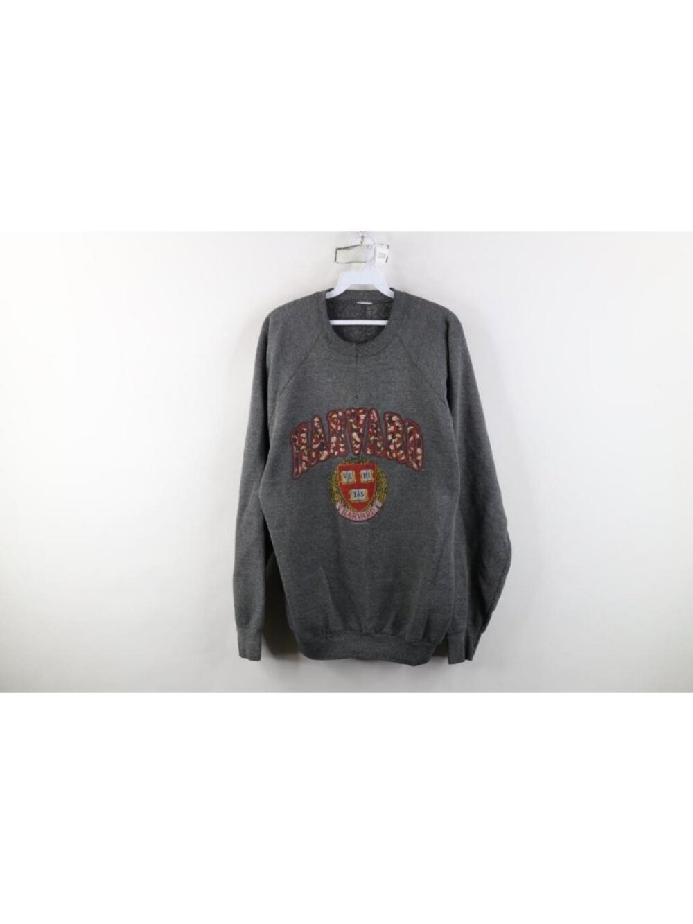 Vintage 90s Womens XL Distressed Paisley Harvard University Crewneck Sweatshirt